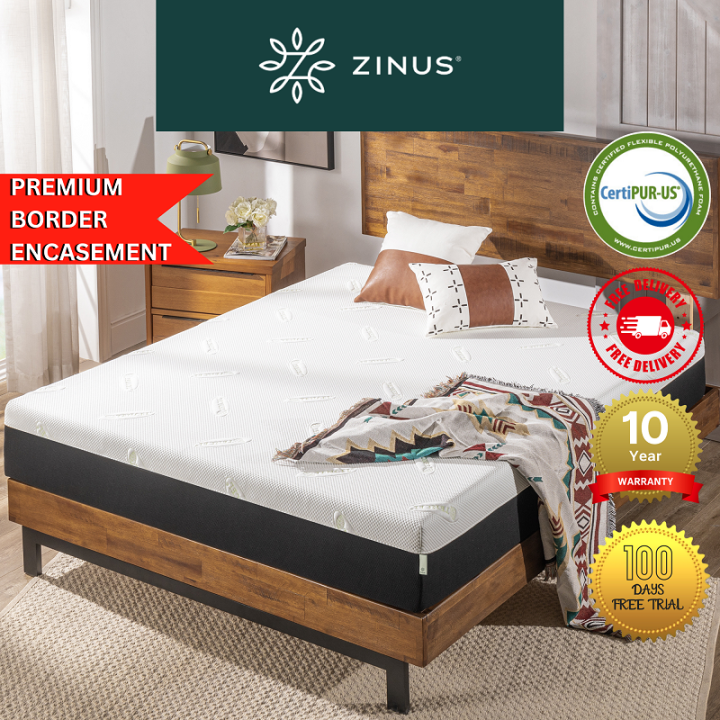 Zinus 25cm iCoil® Hybrid Latex 2.0 “Cool” Series Smooth Top Pocketed Spring Mattress (10