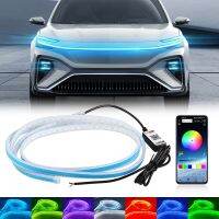 รถ Hood LED Light Strip APP ควบคุม Multicolor ยืดหยุ่นไฟหน้า LED ไฟวิ่งกลางวันสำหรับ Hood 60นิ้วรถเครื่องยนต์