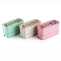 ☌❍ Kitchen 900ml Microwave Lunch Box Wheat Straw Dinnerware Food Storage Container Children Kids School Office Portable Bento Box