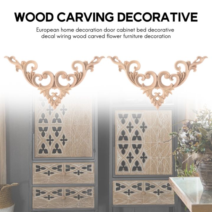 4pcs-set-wood-carved-corner-onlay-applique-unpainted-frame-cupboard-cabinet-decal-for-home-furniture-decoration-15cm