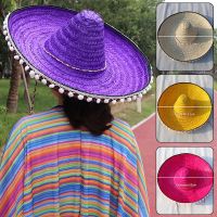 Outdoor Mexican Style Straw Hats Colorful Edges Gift All Seasons Men Women Decorative Wide Brim Kids Party Supplie Retro Caps