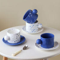 Creative Handmade Splash Ink Mug Ceramic Cup and Saucer Nordic Ins Couple Water Cup Splash Ink Plate Dish Set Coffee Mug Tazas