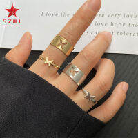 SZWL 2 Pcs/set Couple Ring Alloy Creative Personality Butterfly Hollow Ring