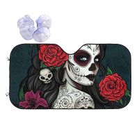 【LZ】s0j8l4 Sugar Skull Windshield Sunshade Beautiful Girl Fashion Car Front Windshield 76x140cm Sun Visor Accessories Covers