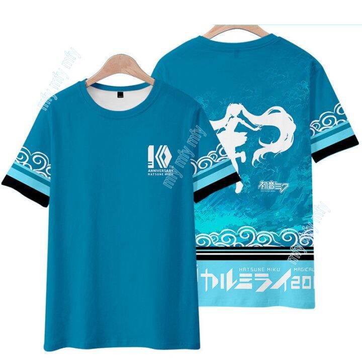 ส่งของ-เสื้อยืดแขนสั้นลําลอง-พิมพ์ลายคอสเพลย์-hatsune-miku-สําหรับผู้ใหญ่-และผู้ชาย-และผู้หญิง