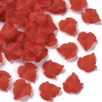 Autumn Theme Transparent Frosted Acrylic Pendants Maple Leaf Red 24x22.5x3mm Hole: 1mm about 96pcs/50g