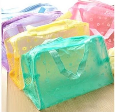 【CW】✌✱  5-color waterproof cosmetic storage bag Womens transparent Compression travel wash