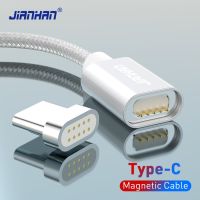 JianHan สายแม่เหล็ก Type C ยาว1เมตร,3A ชาร์จเร็วแม่เหล็กที่ชาร์จสายเคเบิลโทรศัพท์ข้อมูลพร้อมไฟ LED สำหรับ Huawei Xiaomi Samsung