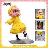 14ซม. Spy×family อะนิเมะตัวเลข Anya Forger Action Figurine เสื้อกันฝนสีเหลือง Figurines Pvc รูปปั้นสะสมรุ่น Room Decor ของเล่น