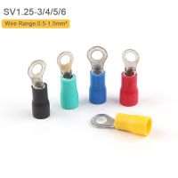 100PCS RV1.25-3/4/5/6/8/10/12 Ring insulated Terminal Cable Crimp Terminal PVC Cold Press Cable End Connect Terminals AWG 22-16