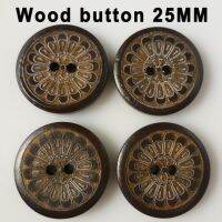 15PCS 25MM Flowers Painting Brown Wooden Buttons Coat Boots Sewing  GARMENT Clothes Accessory MCB-156 Haberdashery