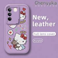 เคส Chenyyka สำหรับ VIVO V27 Pro 5G S16 Pro 5G V27E 5G เคสการ์ตูนน่ารัก Hello Kitty ดีไซน์ใหม่นิ่มเคสกล้องคลุมทั้งหมดกันกระแทกขอบสีอ่อน