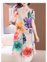 ♨◘ Aiden001 Middle-Aged And Elderly Women Young Mother Summer Loose High Stretch Non-Iron Large Size Dress XX017