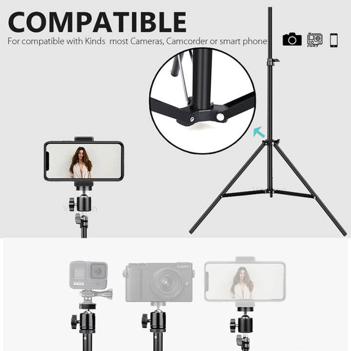 ถ่ายทอดสด-เซลฟี่-ดูหนังตัวยึดโทรศัพท์มือถือ-พร้อมรีโมทบูลทูธ-tripod-stand-210cm-ตัวยึดโทรศัพท์มือถือ-ขาตั้งกล้อง-ขาตั้งยืดหยุ่น-โครงสร้างขาต