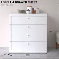 Tomato Home ตู้ลิ้นชักไม้ Lorell 4drw chest กว้าง79 สูง84ซม  ดีไซน์สวยหรูเรียบง่ายสบายตา คุ้มค่าคุ้มราคา  รางลิ้นชักเหล็กแข็งแรงรับน้ำหนักได้ดี