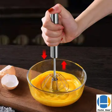 Stainless Steel Egg Beater, Hand Push Rotary Egg Beater, Multi