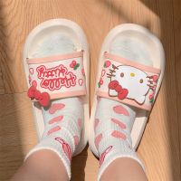 Sanrios Cinnamoroll My Melody Hellokittys อะนิเมะระบายอากาศและป้องกันการลื่นรองเท้าแตะฤดูร้อนน่ารักรองเท้าแตะรูปการ์ตูนน่ารัก Kawaii รองเท้าแตะชายหาด Eva