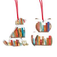 Acrylic Cat Ornament With Bookshelf Clear Ornament Christmas Acrylic Tree Hangings Decoration Clear Ornament Christmas For Holiday And Book Lovers presents