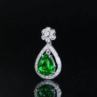 Tsavorite Diamond Pendant จี้สร้อยคอเพชรซาโวไรท์ โกเมนแท้สีเขียวสด เนื้อสะอาด ประดับเพชรแท้น้ำ95-96 ตัวเรือนเป็นทองขาว18k