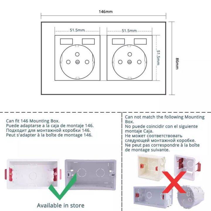 il-israel-wall-2-gang-double-outlet-electricity-power-socket-switch-crystal-glass-panel-16a-250v-plug-3pins-for-israel-home