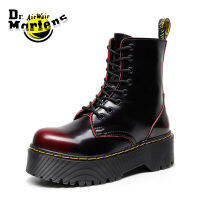 HOT”ด็อกเตอร์มาร์เทนส์ขัดผิวสีแดงพื้นหนา8รูรองเท้าบูท Martin ซิปข้าง1460 Sepatu BOOT Pendek มัฟฟินอังกฤษ