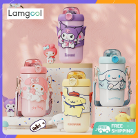 คลังสินค้าพร้อม380Ml Kawaii Sanrio Kuromi Cinnamoroll My Melody ถ้วยน้ำร้อนภาพอนิเมะความจุสูงแบบพกพาฟางแก้วน้ำเด็กของขวัญ OUA2647