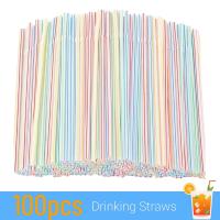 100Pcs Disposable Elbow Plastic Straws For Kitchen Utensils Bar Party Drink Accessories Striped Bendable Cocktail Straws