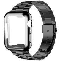 Case+Strap For Apple Watch band 45mm 42mm Correa Stainless Steel Bracelet band For iWatch 44mm 40mm 41mm SE Series 7 6 5 4 3 2 Straps