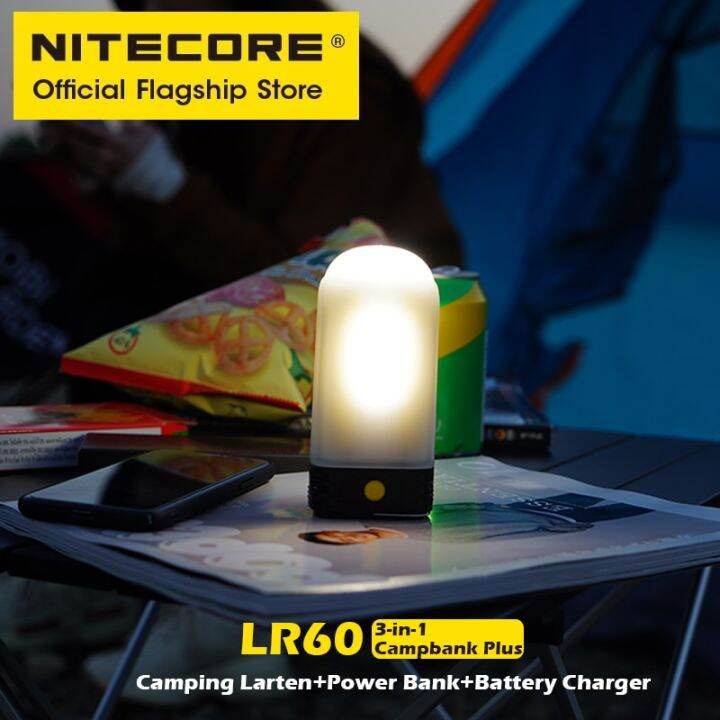 NITECORE LR60 Camping Light Power Bank Charger 280 Lumen Rechargeable ...