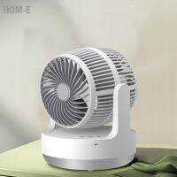 Hom-E 8in พัดลมตั้งโต๊ะแบบชาร์จไฟได้ Hangable 360 ​​องศา Rotation Air Circulator Double Headed Fan for Home Car Office White Grey awt