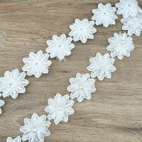 ；‘。、’ (17 Flowers/Roll) 5Cm Width 4 Colors Lace Chiffon Flowers Home Decoration Clothing Accessories Handmade DIY Crafts Lace