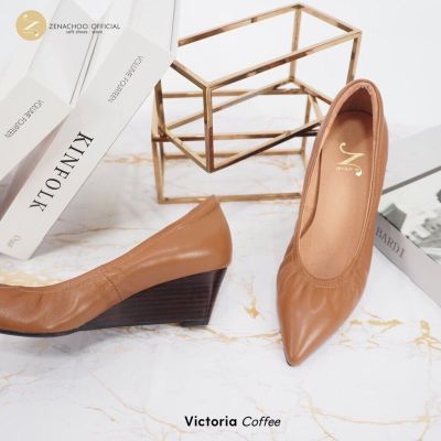 ทรงปกติ:เปลี่ยนไซส์ได้-ไม่รับคืน Zenachoo Victoria2 สูง 2 นิ้ว Coffee รองเท้าหนังแกะ ส้นเตารีดหัวแหลม ทรงสวย เดินสบายทั้งวัน