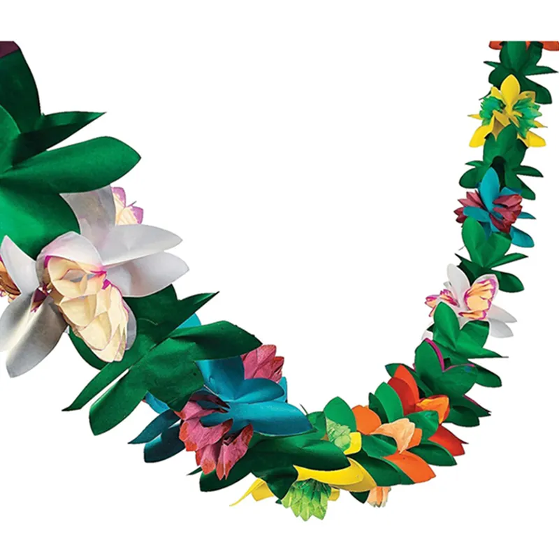 Paper Garland Decorations, 1PCS Hibiscus Garland Tissue Flower Banner  Tropical Paper Flowers Luau Party Decorations | Lazada