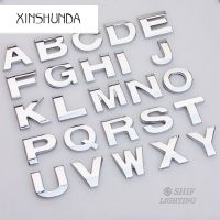 XSD 1X45มม. โลหะเงิน DIY 3D ตัวอักษรสัญลักษณ์ตัวอักษรตัวเลขสติกเกอร์ตราติดรถมอเตอร์