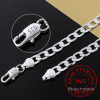 2021925 Sterling Silver 1618202224 inch 8MM Flat Sideways Figaro Chain Necklace For Woman Man Fashion Wedding Jewelry