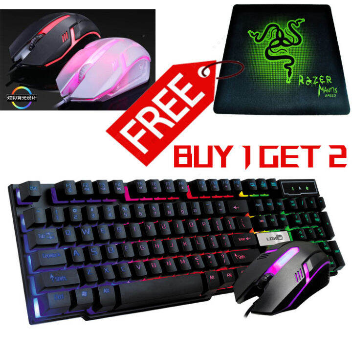 Paket 3 in 1 Keyboard Gaming dan Mouse LED RGB Color Mousepad Gaming