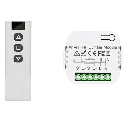 Tuya Smart Life WiFi 433Mhz Blind Curtain Switch with RF Remote for Electric Roller Shutter Control, 1RE