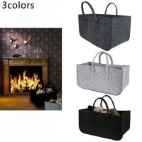 Felt Bag Black Fireplace Wooden Bag Felt Basket Fire Wood Pocket Firewood Basket Newspaper Stalls Basket