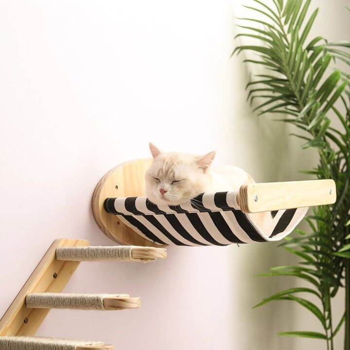 Pine Solid Wood Wall Mounted Cat Hammock Cat Climbing Frame Cat ...