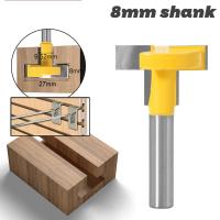 8mm Shank 3 ฟัน T-Slot Router Bit Milling Straight Edge Slotting Milling Cutter Cutting Handle สําหรับงานไม้ไม้