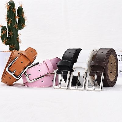 Wide contracted joker leisure square buckle belts for men and women fashion decoration general students hollow out leather belt ✣♛