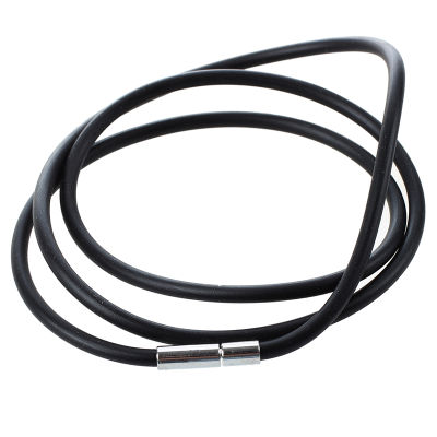 25.5 Inch 3MM Rubber Neck Cord Necklace with Stainless Steel Closure - Black