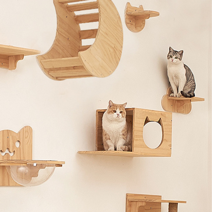 Solid Wood Cat Cmbing Frame Cat Jumping Platform Cat Springboard Wall ...