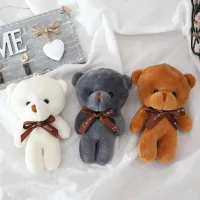 BUY IN COINS 1Pc Mini Plush Bear Toys 12cm Conjoined Bear Pendant PP Cotton Soft Stuffed Toy Bouquet Doll Holiday Gift