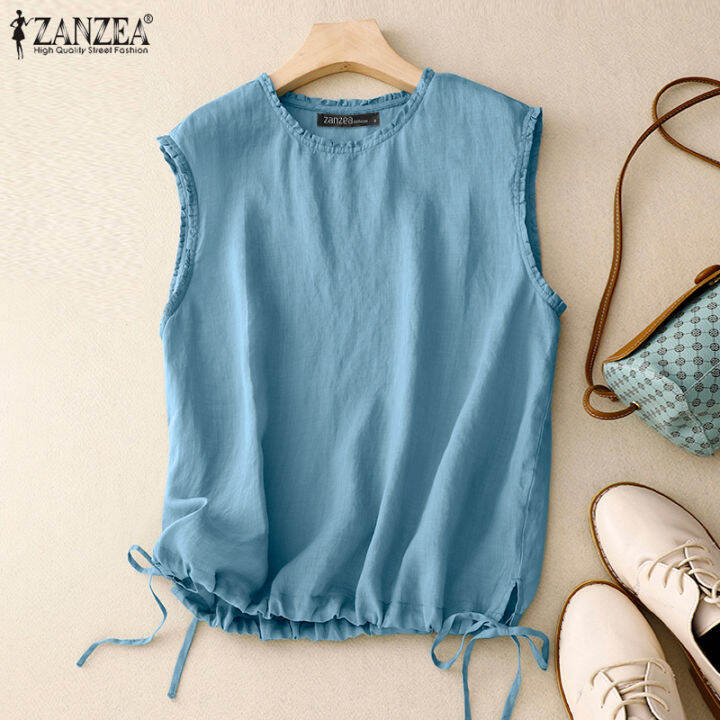 สินค้ามาใหม่-จัดส่งฟรี-fancystyle-zanzea-เสื้อกล้ามลำลองสำหรับสตรี-ฝ้ายลินินแบบผ่าคอแข็ง-camisoles-2