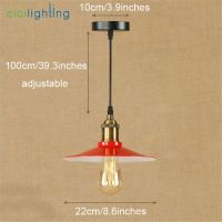 AC100-240V Vintage Iron Pendant Light Industrial Lighting Red Lid lampshade Pendant Lamp Hanging E27 Bar Cafe Restaurant