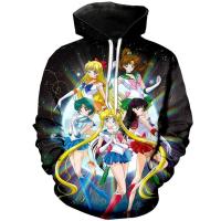 เสื้อกันหนาวมีฮู้ดพิมพ์ลาย Sailor Moon 3 D แฟชั่นสำหรับผู้หญิง