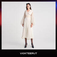 VICKTEERUT (ราคาปกติ 16,500-.) Flat Collar Flounce Dress เดรสแขนพอง กระโปรงบาน