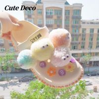 【Cute Deco】Cute Fur Ball (2 Colors) Gradient / Black Fur Ball Charm Button Deco/ Cute Jibbitz Croc Shoes Diy / Charm Resin Material for DIY