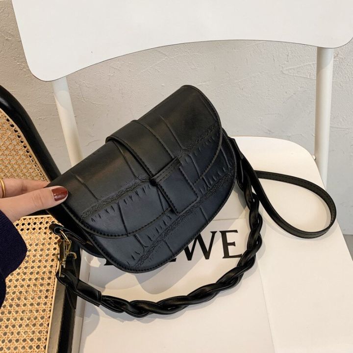 moumou-แฟชั่นกระเป๋าถือผู้หญิงสะพายไหล่ขนาดเล็กดีไซน์วินเทจเทรนด์กระเป๋าพาดลำตัวสำหรับผู้หญิงหนังจระเข้-pu